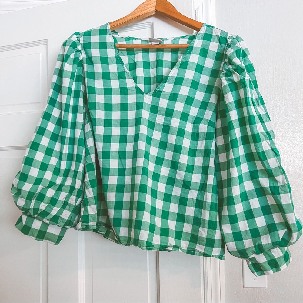 A New Day Gingham Puff Sleeve Blouse
